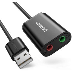 Siyah UGREEN 3.5mm Harici USB Ses Kartı Siyah