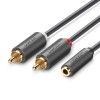 Ugreen 3.5mm Jack Girişi Aux to 2 RCA Ses Aktarma Kablosu