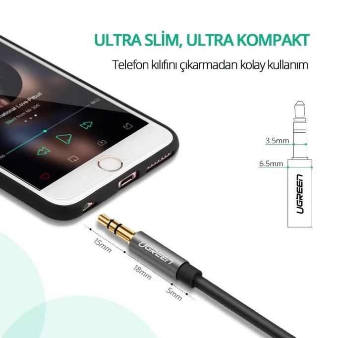 Ugreen 3.5mm Jack Ses Aux Uzatma Kablosu 1.5 Metre