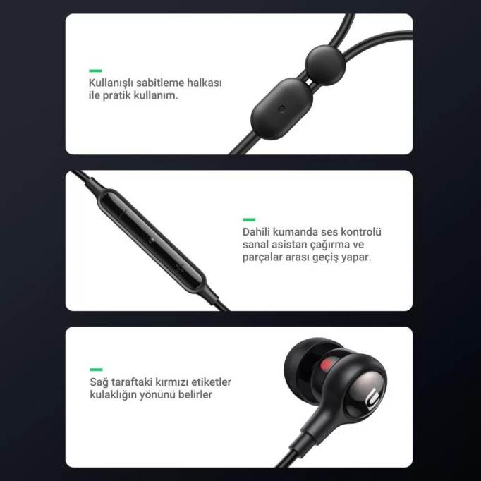 Ugreen 3.5mm Mikrofonlu Kulak içi Kablolu Kulaklık