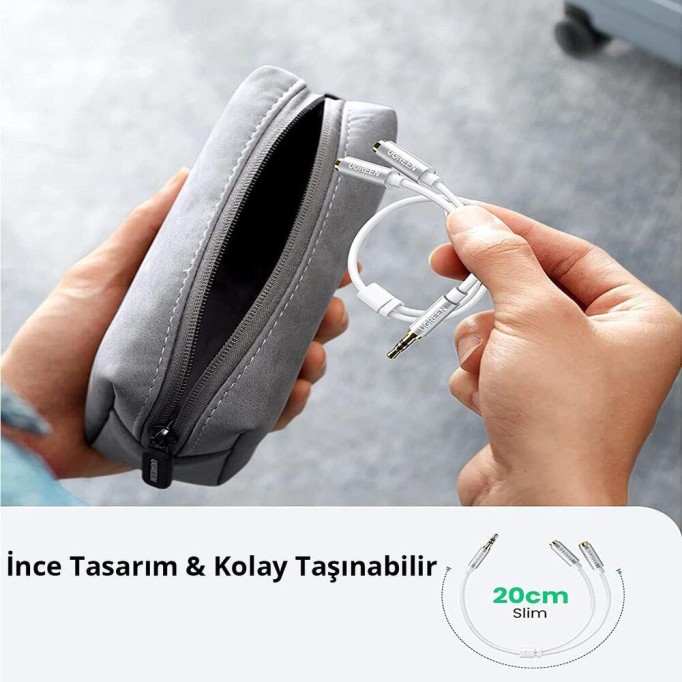 Ugreen 3.5mm TRS Kulaklık Çoklayıcı Y Kablo Beyaz