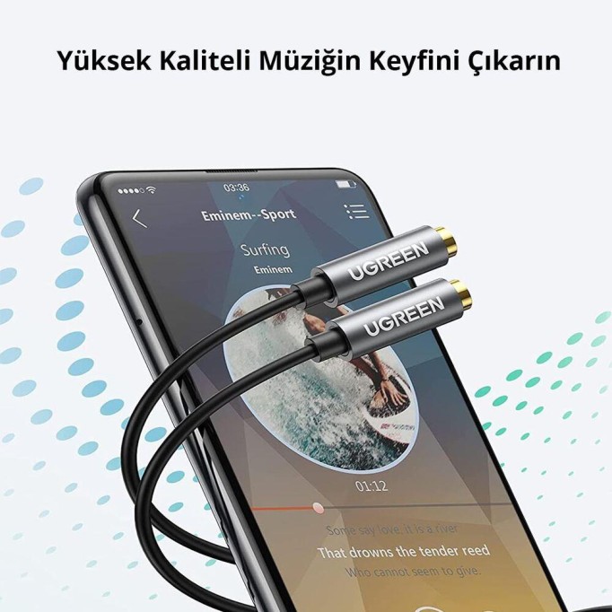 Ugreen 3.5mm TRS Kulaklık Çoklayıcı Y Kablo Siyah