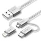 Ugreen 3 in 1 iOS Lightning Type-C Micro USB Şarj ve Data Kablosu Gümüş