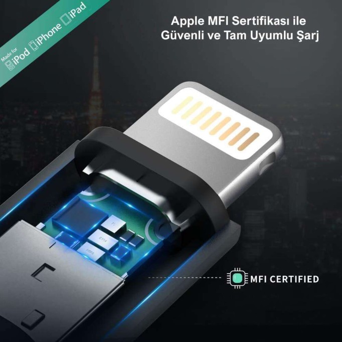 Ugreen 3 in 1 iOS Lightning Type-C Micro USB Şarj ve Data Kablosu Gümüş