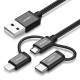 Ugreen 3 in 1 iOS Lightning Type-C Micro USB Şarj ve Data Kablosu Siyah satın al
