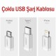 UGREEN 3'ü 1 Arada Örgülü iPhone Lightning Type-C Micro USB Şarj Kablosu 1.5 Metre