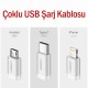 Ugreen 3'ü 1 Arada Örgülü iPhone Type-C Micro USB Şarj Kablosu