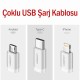 Ugreen 3ü 1 Arada Örgülü iPhone Type-C Micro USB Şarj Kablosu