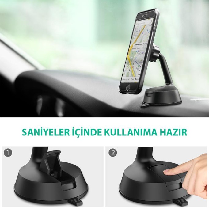 UGREEN 360° Araç İçi Vantuzlu Manyetik Telefon Tutucu