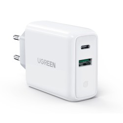 Ugreen 38W Çift Portlu USB-A ve Type-C PD QC Hızlı Şarj Cihazı Beyaz Ugreen 38W Çift Portlu USB-A ve Type-C PD QC Hızlı Şarj Cihazı Beyaz