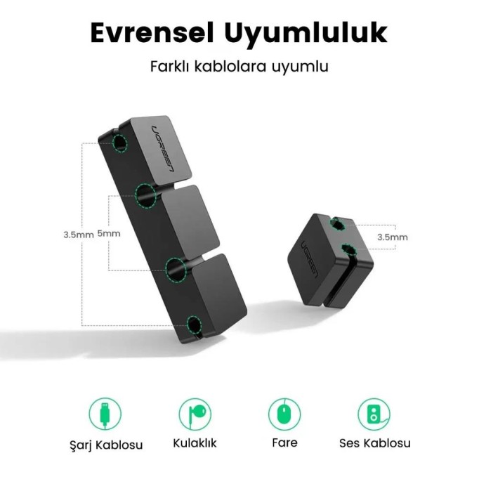 Ugreen 4 + 2 Kanallı Silikon Kablo Düzenleyici Organizer