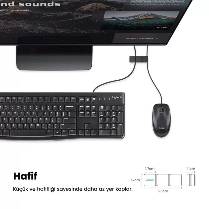 Ugreen 4 + 2 Kanallı Silikon Kablo Düzenleyici Organizer