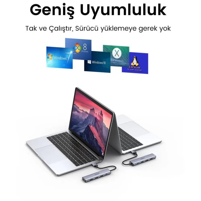 Ugreen 4 Portlu USB 3.0 Çoklayıcı Type-C Girişli Hub Adaptör