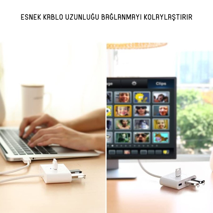 Ugreen 4 Portlu USB 3.0 Hub Çoklayıcı Beyaz 50 CM