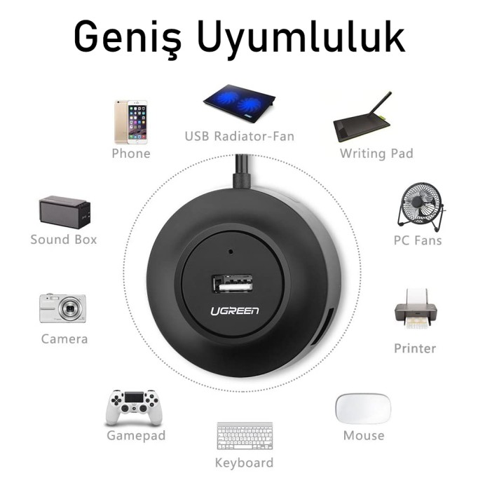 Ugreen 4 Portlu USB Hub Çoklayıcı Siyah