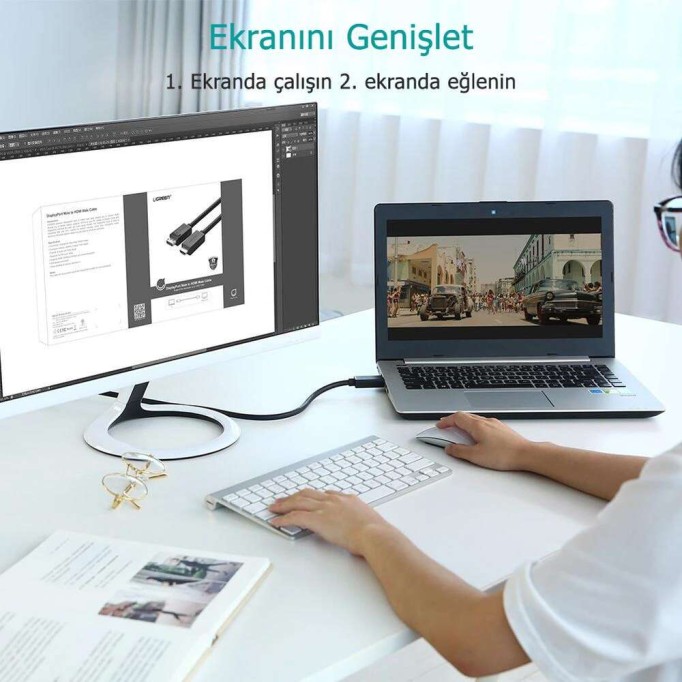 Ugreen 4K Displayport HDMI Dönüştürücü Kablo 1 Metre