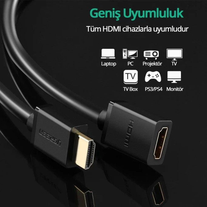 Ugreen 4K HDMI Dişi Erkek Uzatma Kablosu 50 CM
