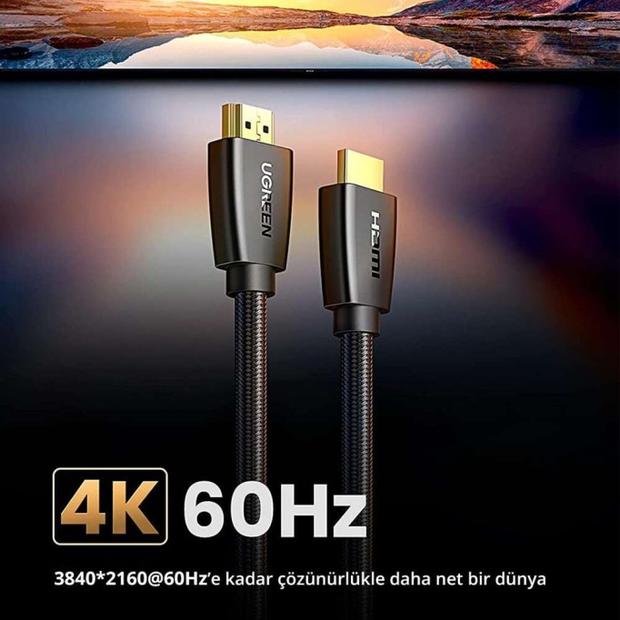 Ugreen 4K HDMI Örgülü Görüntü Ve Ses Aktarma Kablosu 1.5 Metre