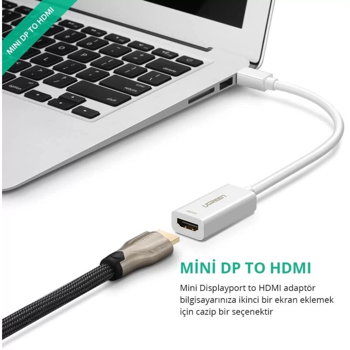 Ugreen 4K Mini Displayport HDMI Dönüştürücü Adaptör Beyaz