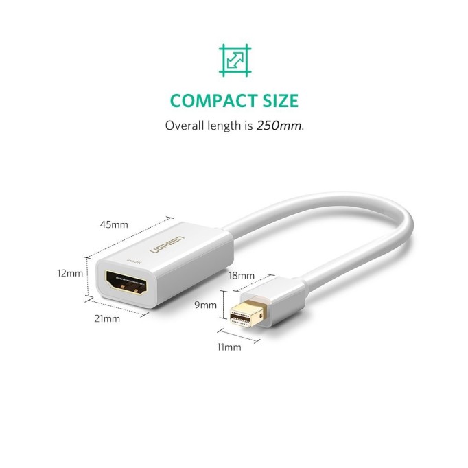 Ugreen 4K Mini Displayport HDMI Dönüştürücü Adaptör Beyaz Ugreen 4K Mini Displayport HDMI Dönüştürücü Adaptör Beyaz