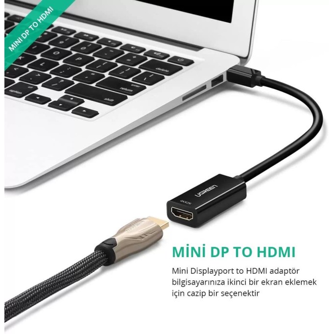 Ugreen 4K Mini Displayport HDMI Dönüştürücü Adaptör Siyah