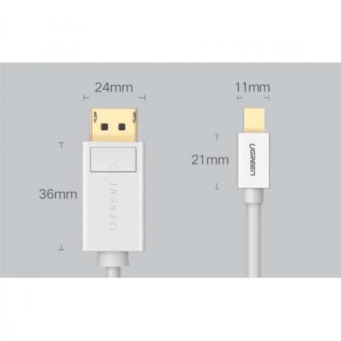 Ugreen 4K Mini DisplayPort to DisplayPort Dönüştürücü Kablo 1.5 Metre Beyaz