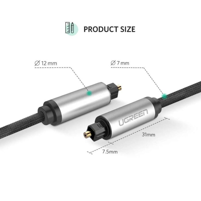 Ugreen 5.1 Dijital Toslink Optik Ses Kablosu 1.5 Metre Ugreen 5.1 Dijital Toslink Optik Ses Kablosu 1.5 Metre