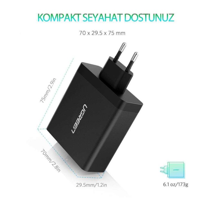 Ugreen 57W Type-C PD ve USB Hızlı Şarj Cihazı