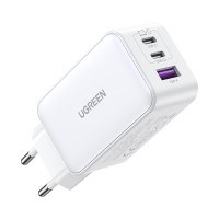 Ugreen 65W USB Type-C QC 4.0 PD 3.0 GanX 3 Portlu Hızlı Şarj Cihazı Beyaz