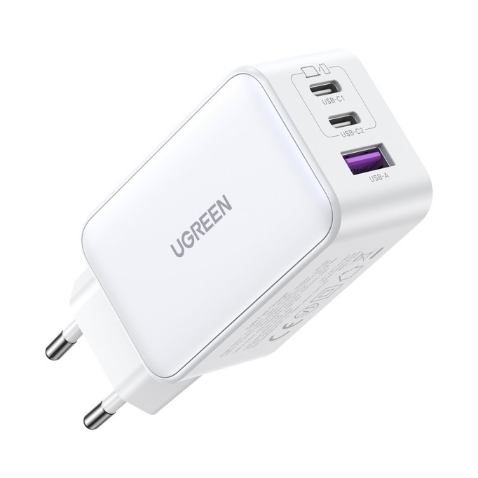 Ugreen 65W USB Type-C QC 4.0 PD 3.0 GanX 3 Portlu Hızlı Şarj Cihazı Beyaz