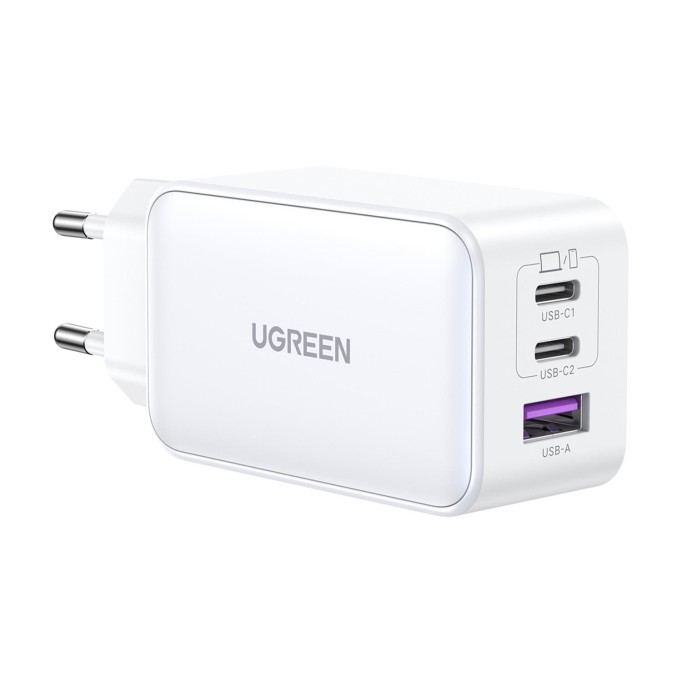 Ugreen 65W USB Type-C QC 4.0 PD 3.0 GanX 3 Portlu Hızlı Şarj Cihazı Beyaz