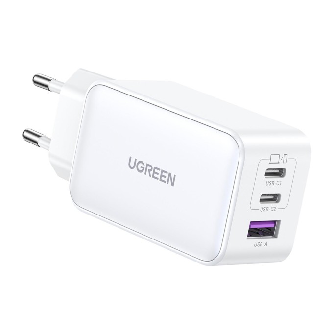 Ugreen 65W USB Type-C QC 4.0 PD 3.0 GanX 3 Portlu Hızlı Şarj Cihazı Beyaz