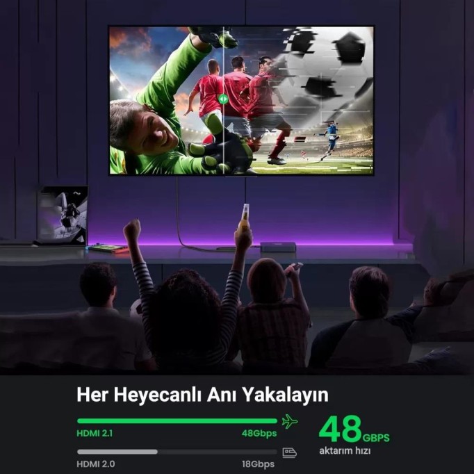 Ugreen 8K 60HZ Örgülü HDMI 2.1 Uzatma Kablosu 1 Metre