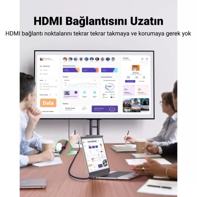 Ugreen 8K 60HZ Örgülü HDMI 2.1 Uzatma Kablosu 1 Metre