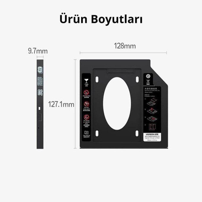 Ugreen 9.5mm Sata 3.0 2.5 inch HDD SSD Caddy Kızak Kutu
