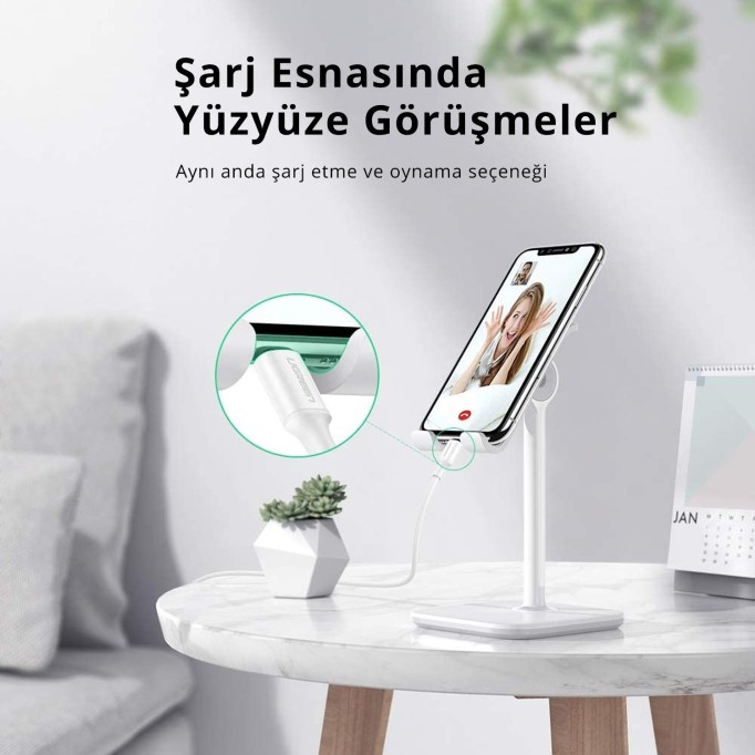 Ugreen Açı Ayarlı Masaüstü Telefon Tablet Standı Beyaz