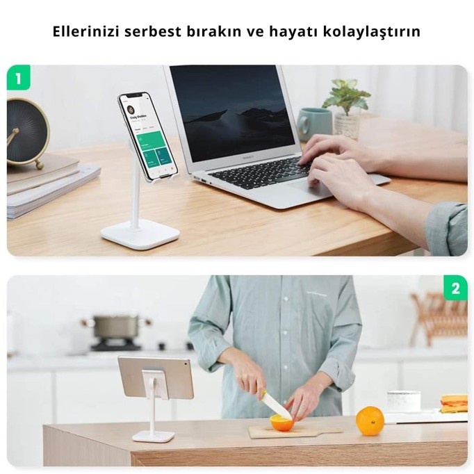 Ugreen Açı Ayarlı Masaüstü Telefon Tablet Standı Beyaz