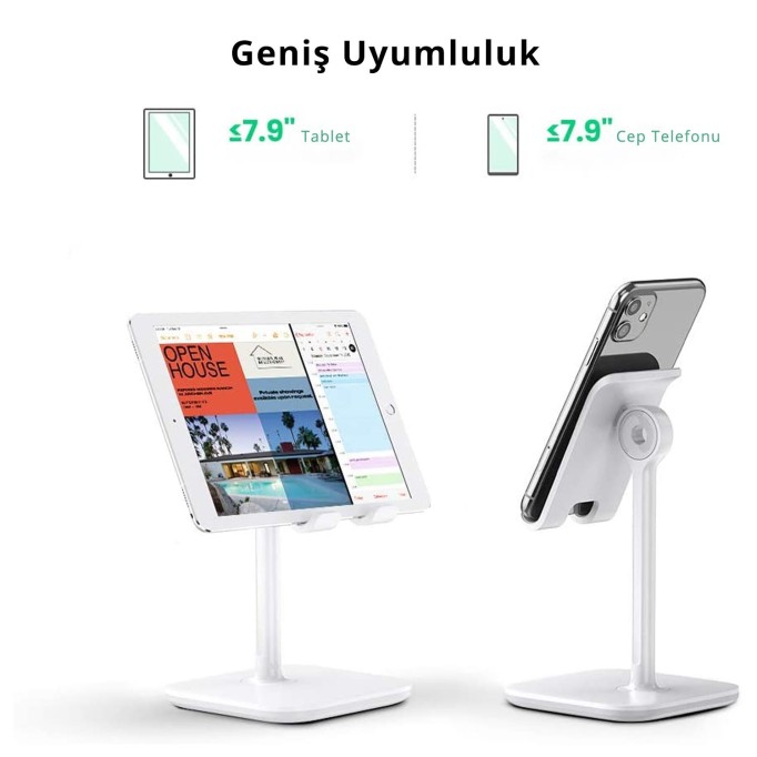 Ugreen Açı Ayarlı Masaüstü Telefon Tablet Standı Beyaz