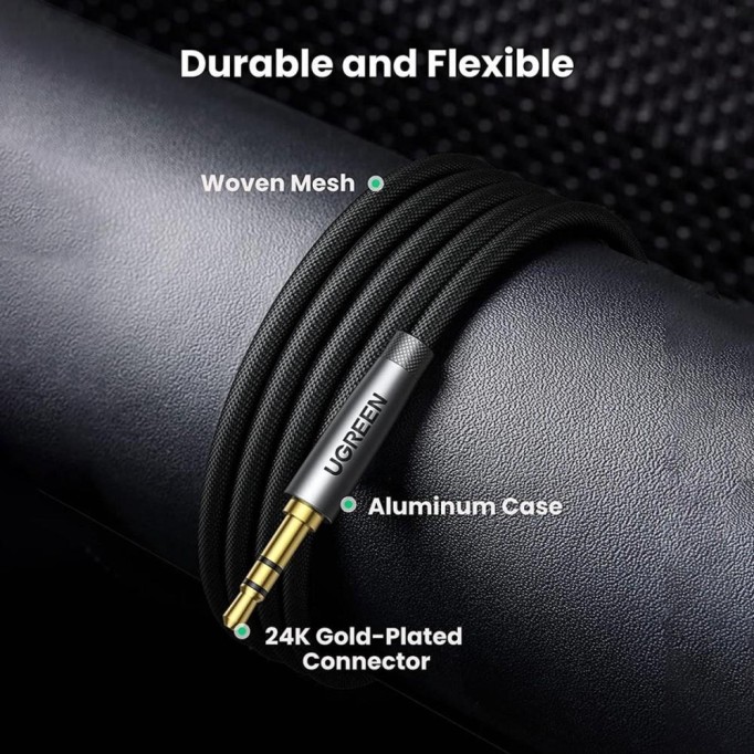 Ugreen Alüminyum Başlıklı Örgülü 3.5mm Aux Uzatma Kablosu 1 Metre Ugreen Alüminyum Başlıklı Örgülü 3.5mm Aux Uzatma Kablosu 1 Metre