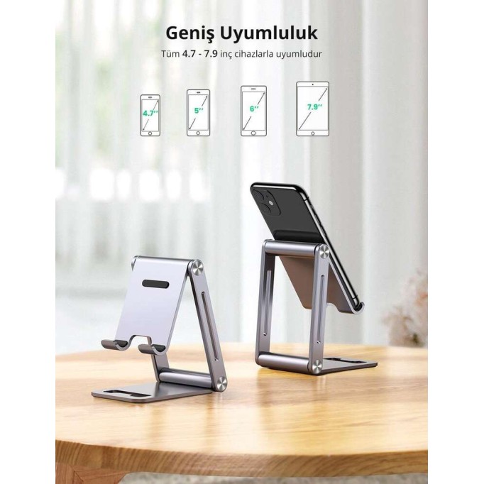 Ugreen Alüminyum Masaüstü Telefon Tablet Tutucu Stand Gri