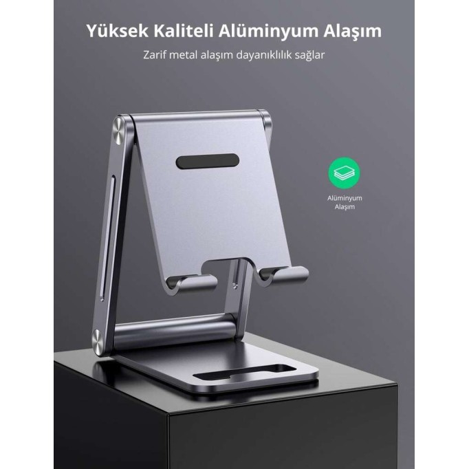 Ugreen Alüminyum Masaüstü Telefon Tablet Tutucu Stand Gri