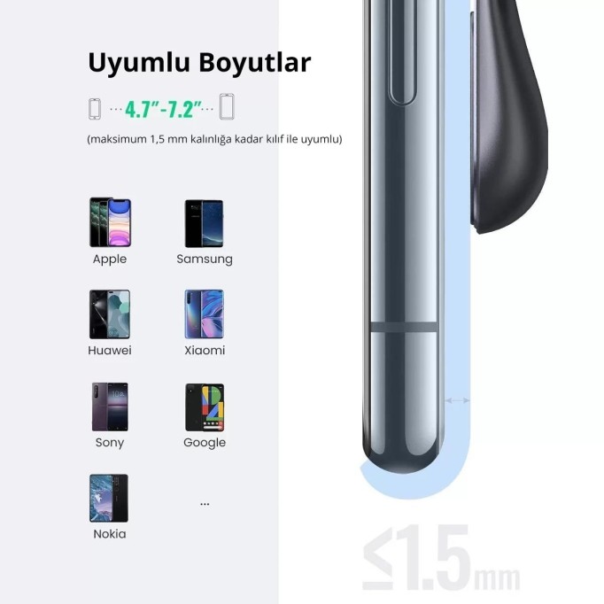 Ugreen Araç içi Alüminyum Mıknatıslı Havalandırma Izgarası için Telefon Tutucu