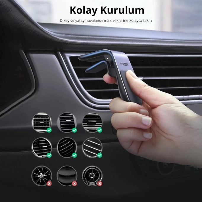 Ugreen Araç içi Alüminyum Mıknatıslı Havalandırma Izgarası için Telefon Tutucu