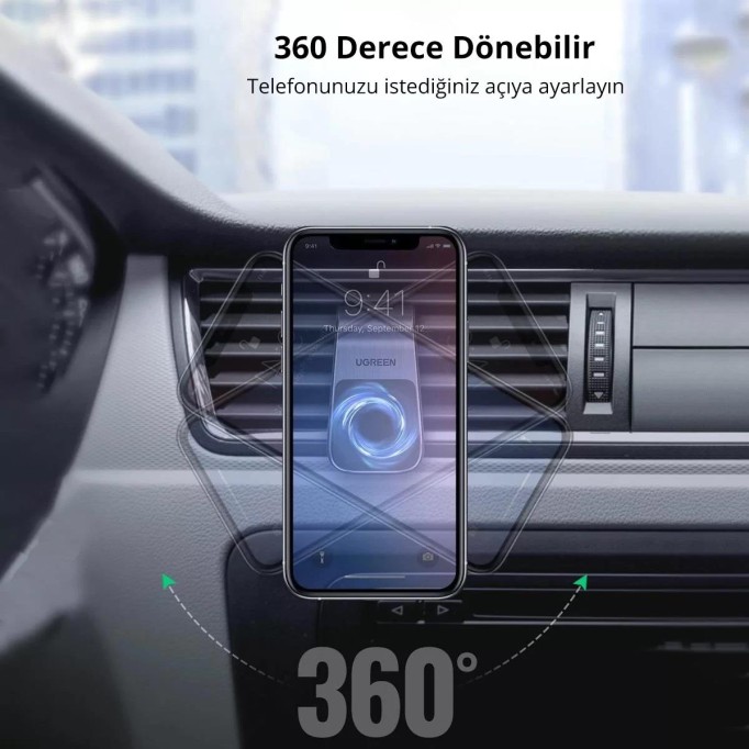 Ugreen Araç içi Alüminyum Mıknatıslı Havalandırma Izgarası için Telefon Tutucu