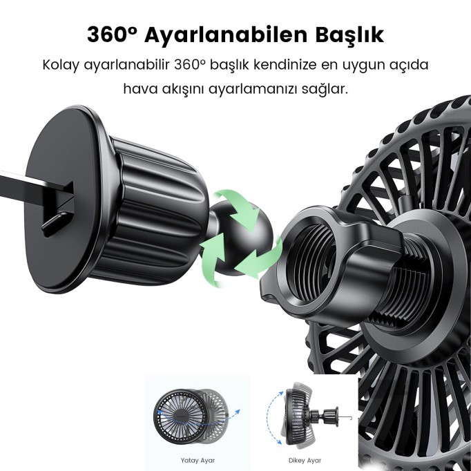 Ugreen Araç Izgarasına Takılabilir 3 Kademeli USB Araç İçi Vantilatör