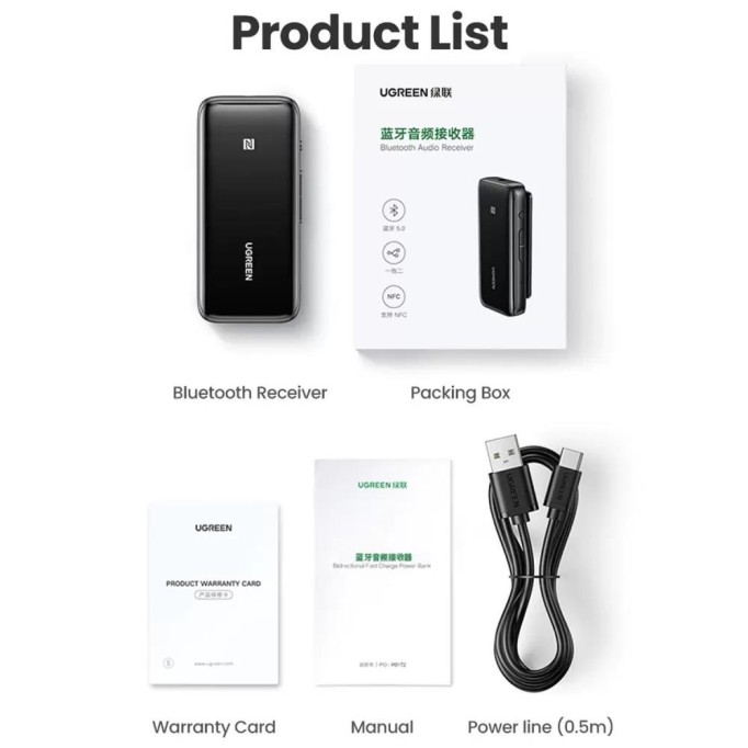 Ugreen Bluetooth 5.0 aptX LL 3.5mm Aux Ses Adaptörü ve USB Ses Kartı Ugreen Bluetooth 5.0 aptX LL 3.5mm Aux Ses Adaptörü ve USB Ses Kartı