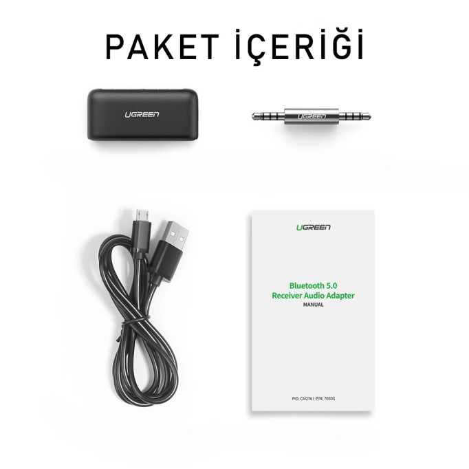 Ugreen Bluetooth 5.0 Kablosuz Müzik Alıcı Audio Receiver