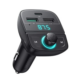 Ugreen Bluetooth 5.0 PD QC 3.0 Micro SD TF Kart Okuyuculu Araç Çakmaklık Şarj Cihazı FM Verici Transmitter