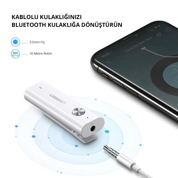 UGREEN Bluetooth 5.0 Taşınabilir 3.5mm Ses Adaptörü