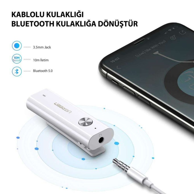 UGREEN Bluetooth 5.0 Taşınabilir 3.5mm Ses Adaptörü